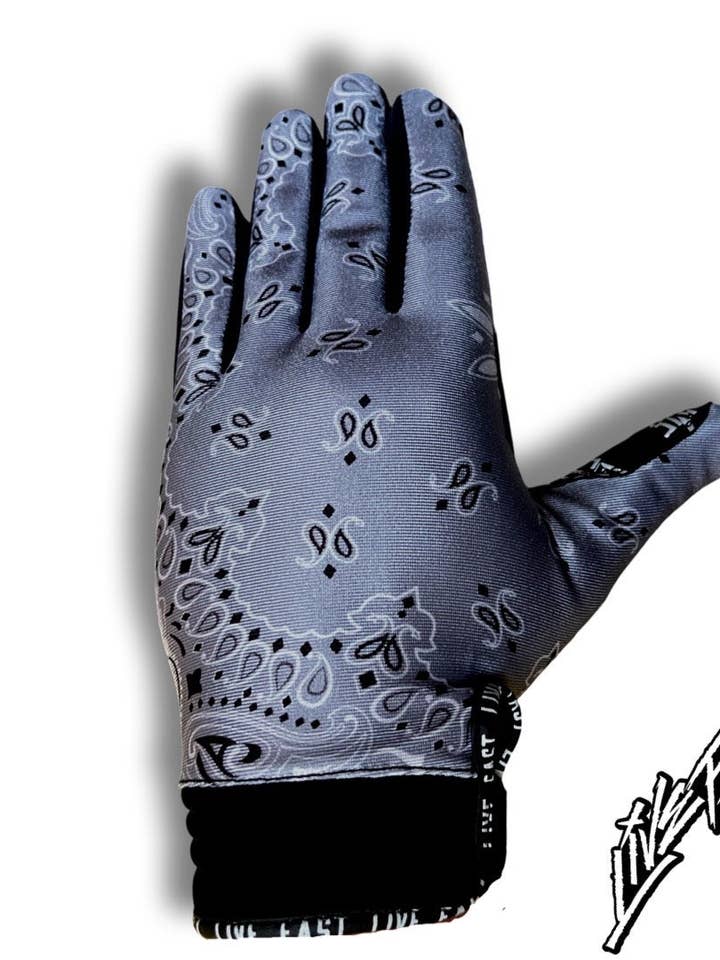 Grey Paisley Motocross Gloves for wholesale by Live Fast Gear
