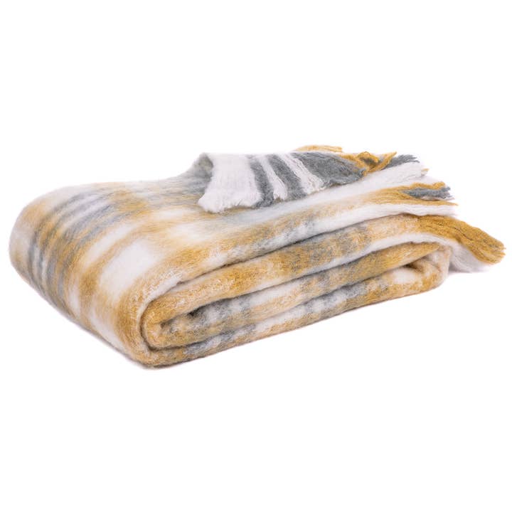 Stuart plaid mohair throw for wholesale by Brunelli