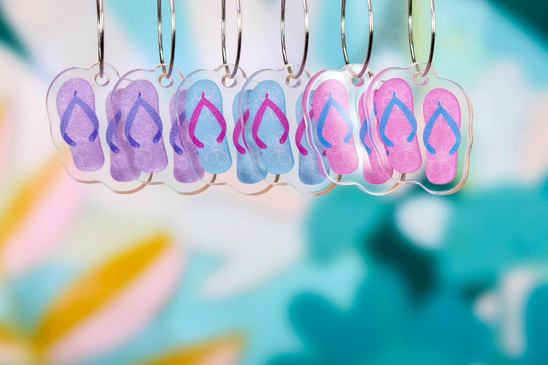 Paper Pattern Silk - Wholesale Dangle Earrings - Blue Flip Flops Summer Fun Earrings1