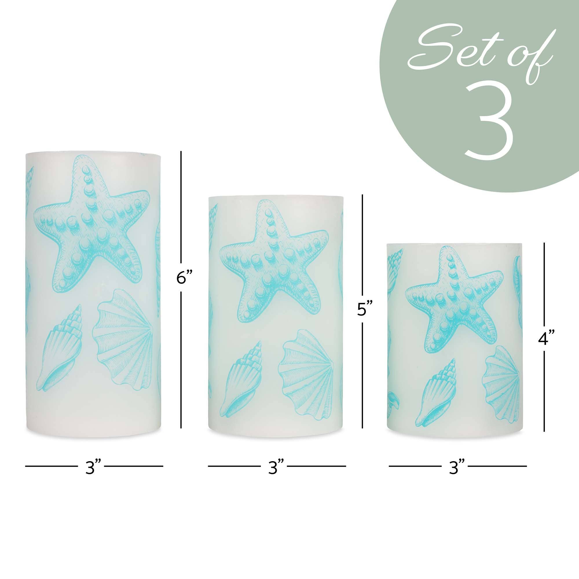 EAST AVENUE – wholesale Flameless candle – Seashells Nautical Blue 6 inch Flameless Candles Set of 31