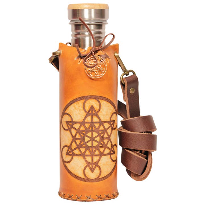 Tan - Metatrons Cube - Deluxe Water Bottle Holder for wholesale by Vesica