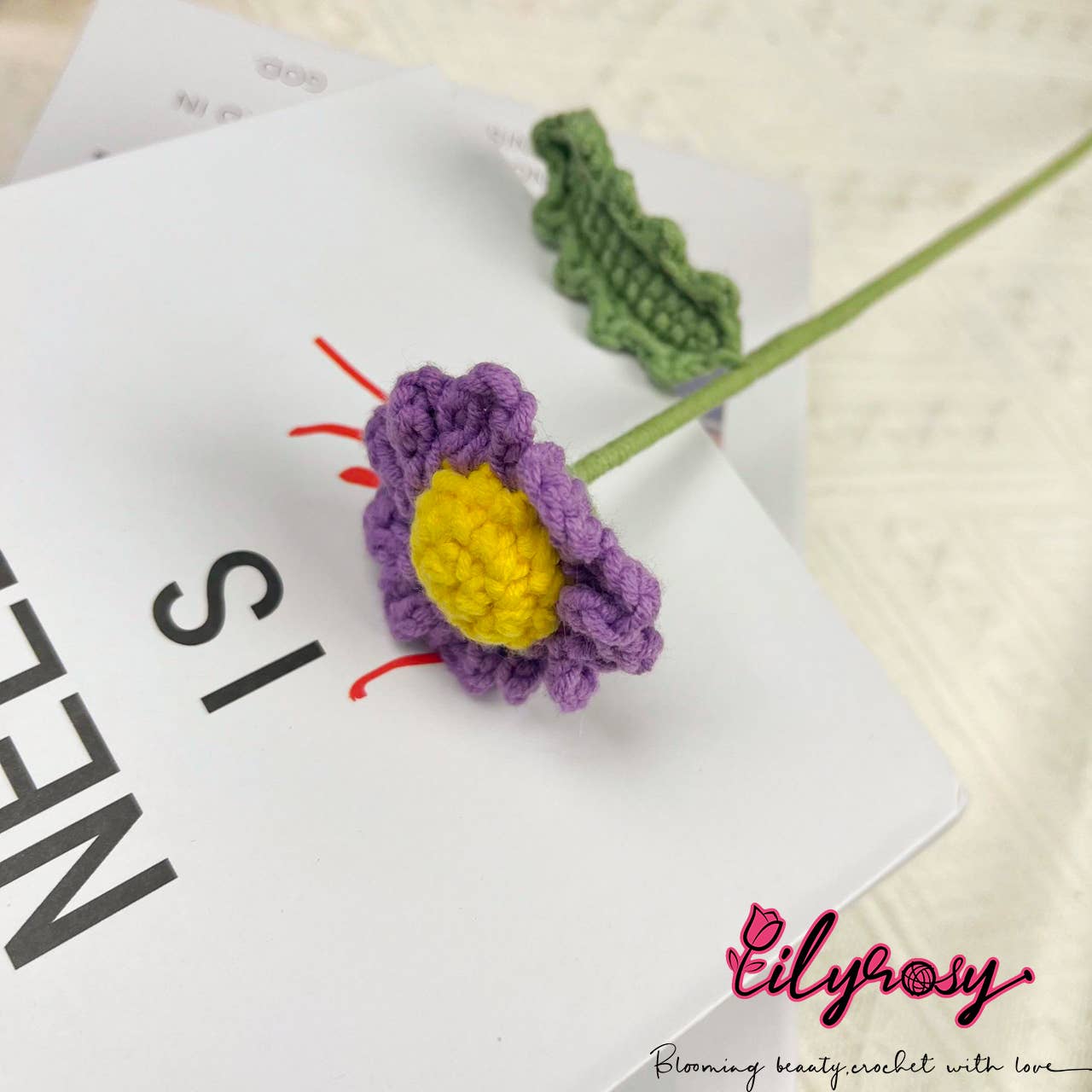 Lilyrosy（Duty free) - Wholesale Artificial Flowers - Crochet Daisy Flower, Handmade Gifts for her, Home decor3