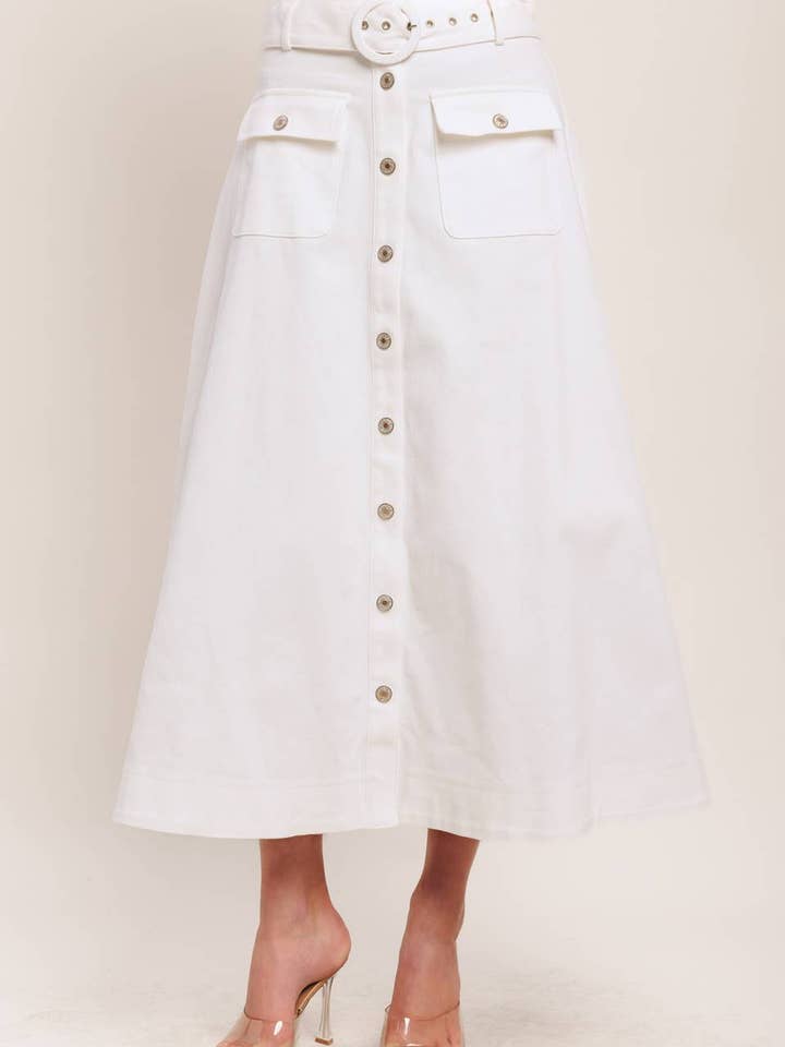 En solid vævet midi-nederdel - IK7784T for engroshandel hos FLYING TOMATO