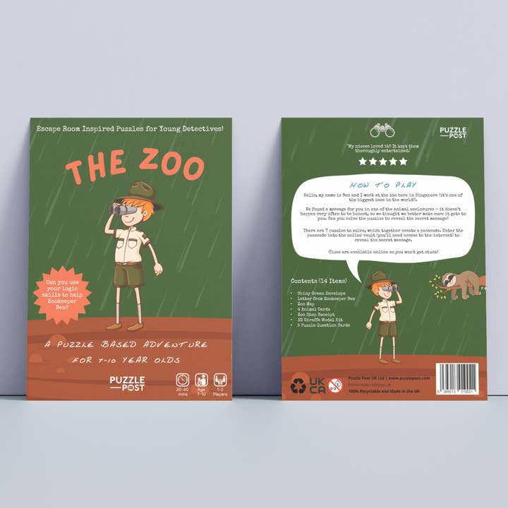 Puzzle Post Games - Wholesale Board Game - The Zoo - Children’s Escape Room (7-10) Board Game