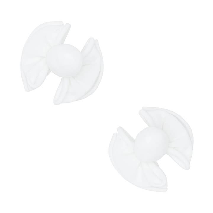 Pack de 2 clips para bebé FAB®: blanco/pompón blanco para venta al por mayor de Baby Bling Bows