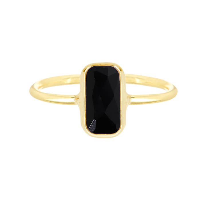 Zoey Simmons - Wholesale Single stone/solitaire ring - Black Onyx Petite Rectangle Ring - GF