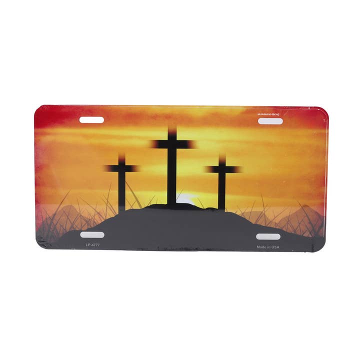 Autotag Three Crosses Sunset for wholesale by Swanson Christian Products