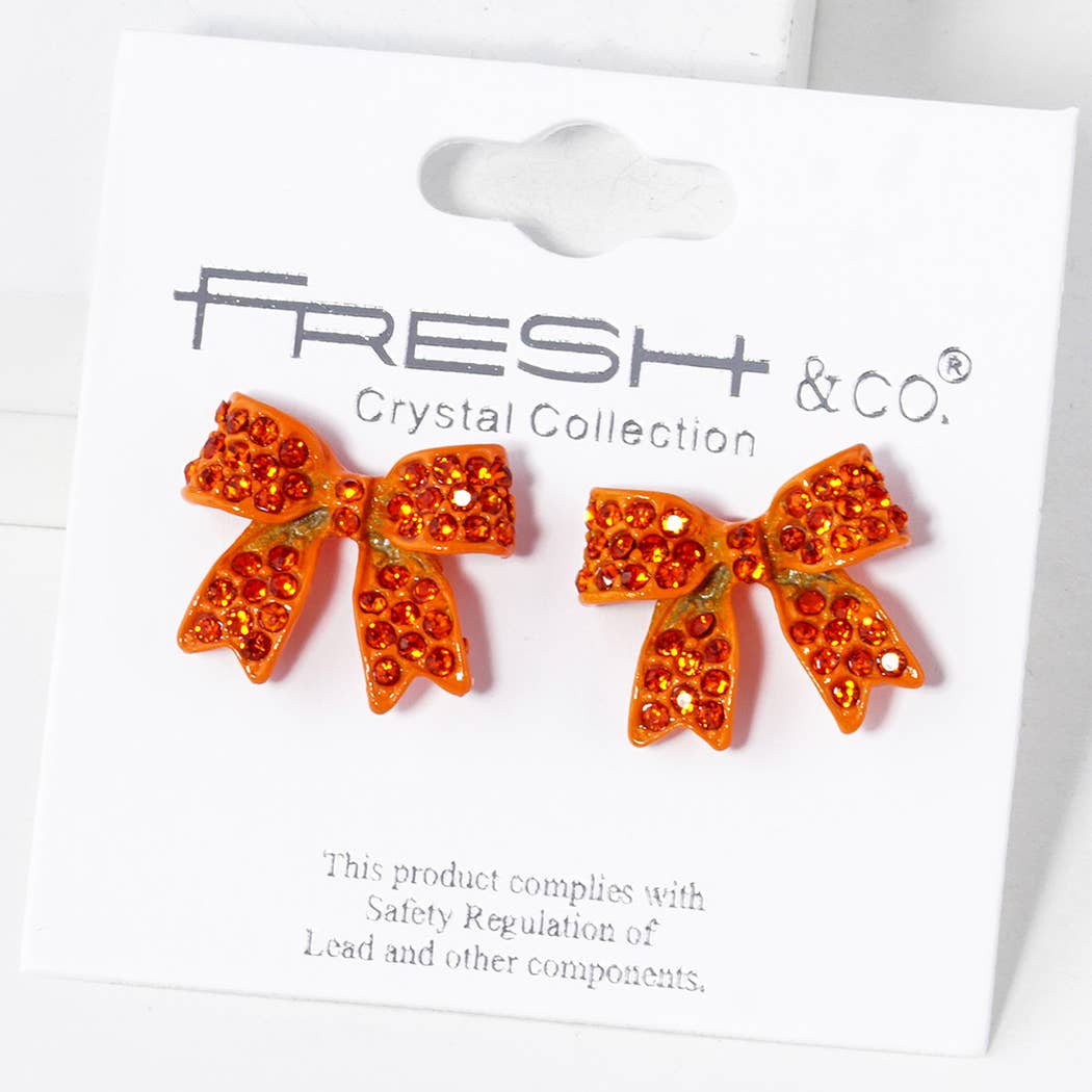 Fashion City - Wholesale Stud/Post Earrings - Rhinestone Bow Shape Post Earrings12