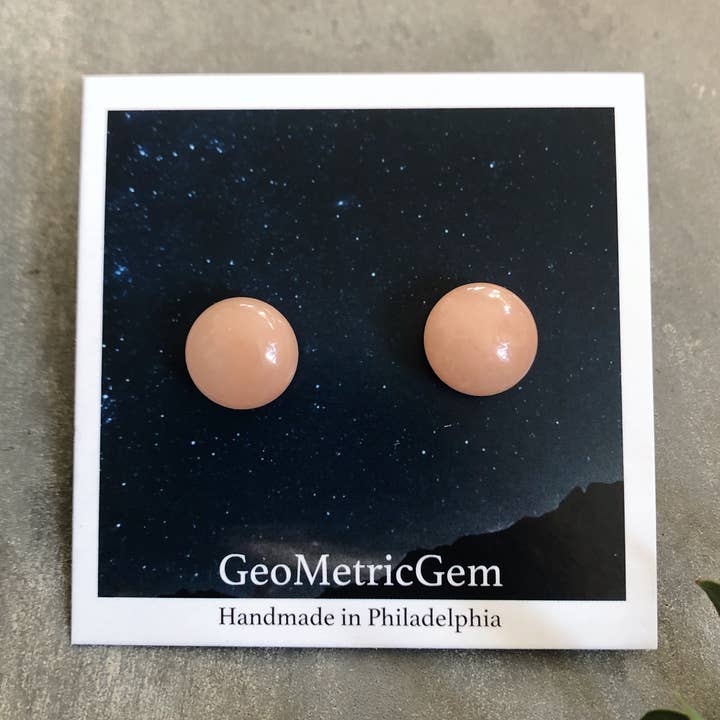 Brincos Gem Studs - Sunstone e Aço Cirúrgico por atacado de GeoMetricGem
