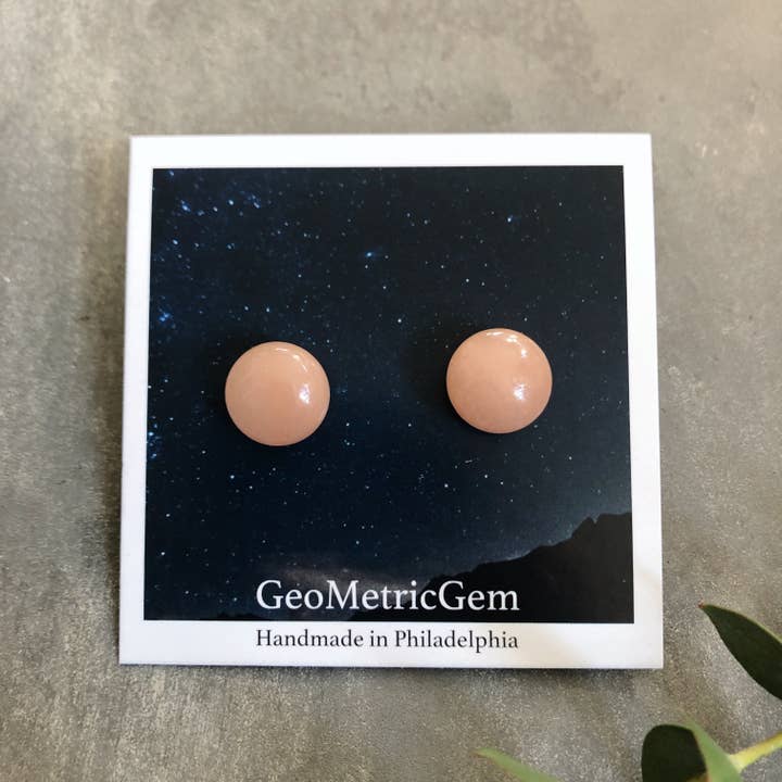 Gem Studs Earrings - Sunstone & Surgical Steel for wholesale by GeoMetricGem