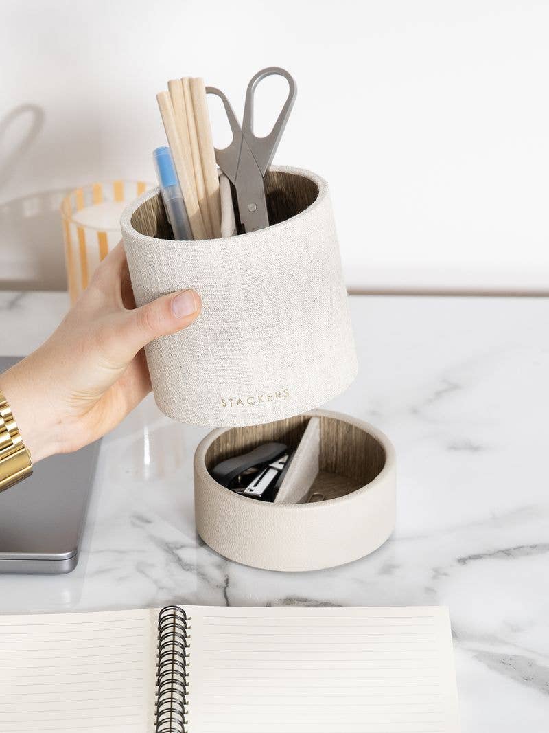 Stackers – wholesale Desk organiser – Desk Stationery Pot- Oatmeal & Linen1