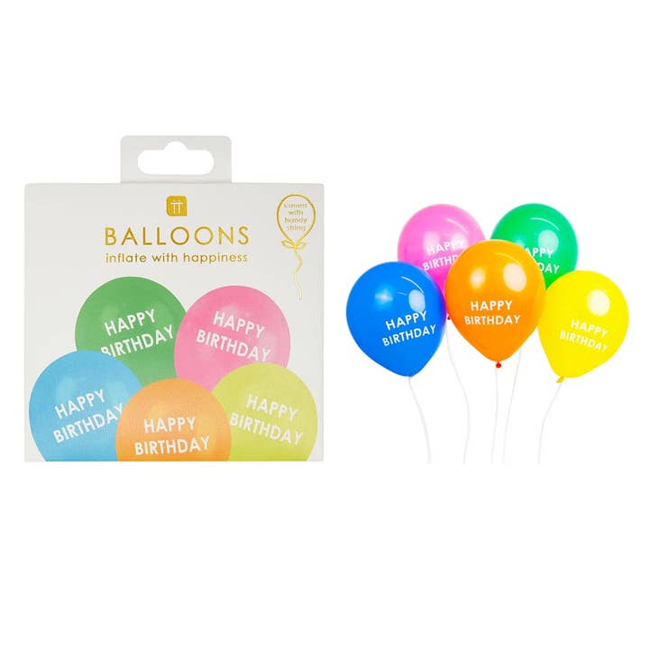 Talking Tables EU – wholesale Ballong – Regnbåge 'Grattis på födelsedagen' Ballonger - 5-pack1