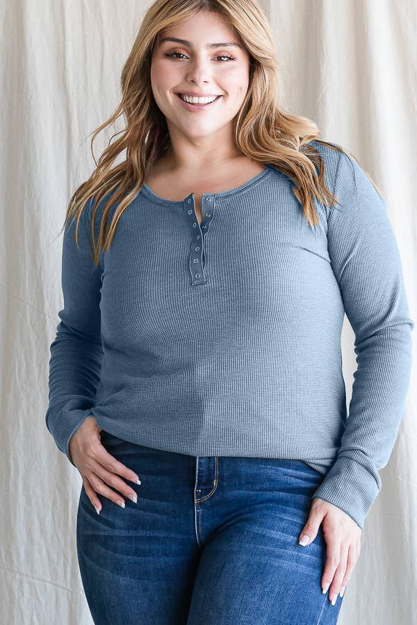 7th Ray - Vente Tunique – femme - [GRANDE TAILLE] Haut Tunique à Manches Longues avec Boutons-Pression T4275XL0