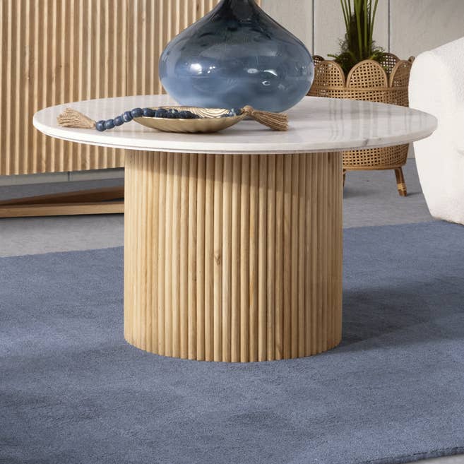 Tavolino da caffè con base scanalata in legno di mango - Marrone, 34 pollici. per la vendita all'ingrosso da parte di Sagebrook Home