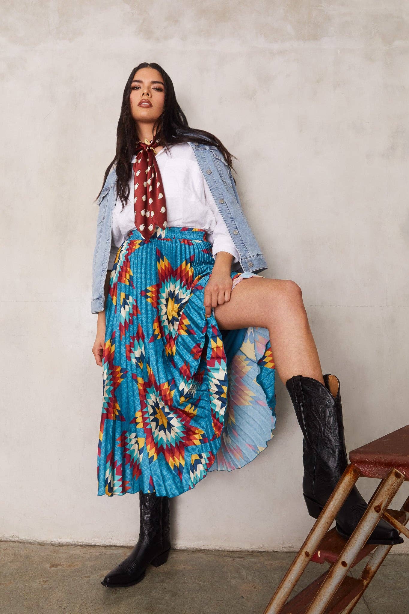 B.Yellowtail - Venta al por mayor Falda - Mujer - Falda midi plisada - Verde azulado0