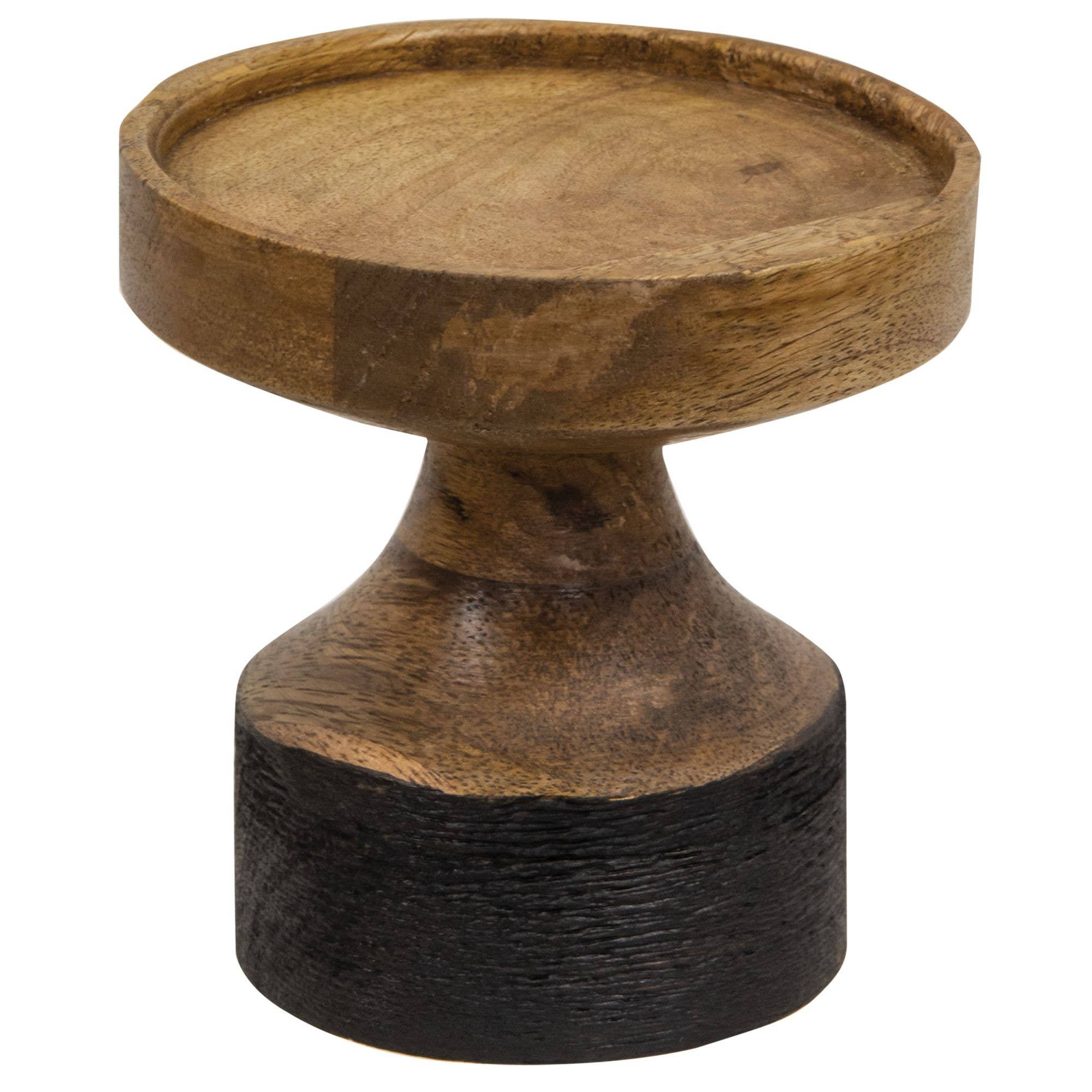 Col House Designs - Wholesale Candle Holder - Black & Wood Pillar Candle Holder, 4.25"1