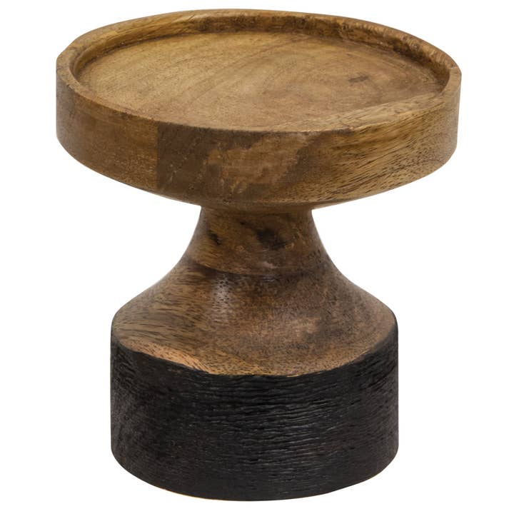 Col House Designs - Wholesale Candle holder - Black & Wood Pillar Candle Holder, 4.25"1