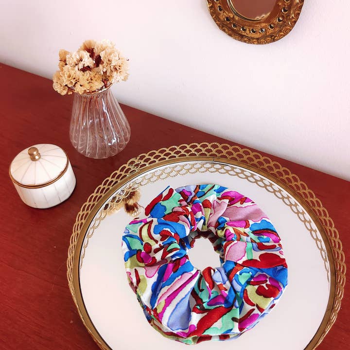 Chouchou KALLIA / imprimé floral arty multicolore pour la vente par Laure Derrey