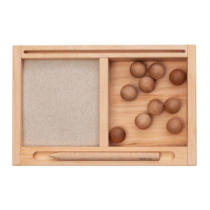 Living Refinery - Wholesale Wood Toy - Kids - Wooden Story - Montessori Sand Tray with Balls1