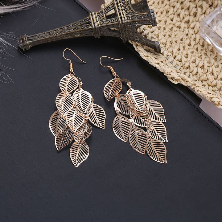MoodGold - Wholesale Dangle Earrings - Fashion Simple Cutout Leaves Earrings2