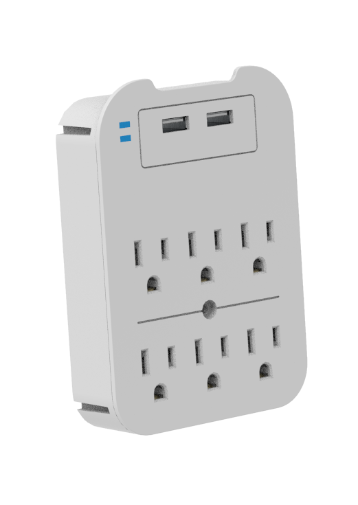 LAX Gadgets - Wholesale Portable Charger - Charge Surge Protector, 6 Outlets/2 USB Ports - Retail Pack13