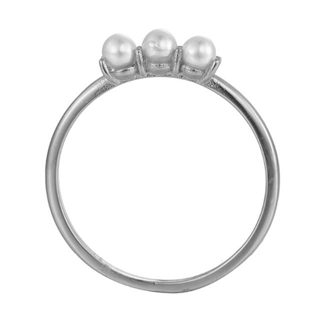 Ring silver - pearl - rhodium-plated silver - 10 for wholesale by Buganto