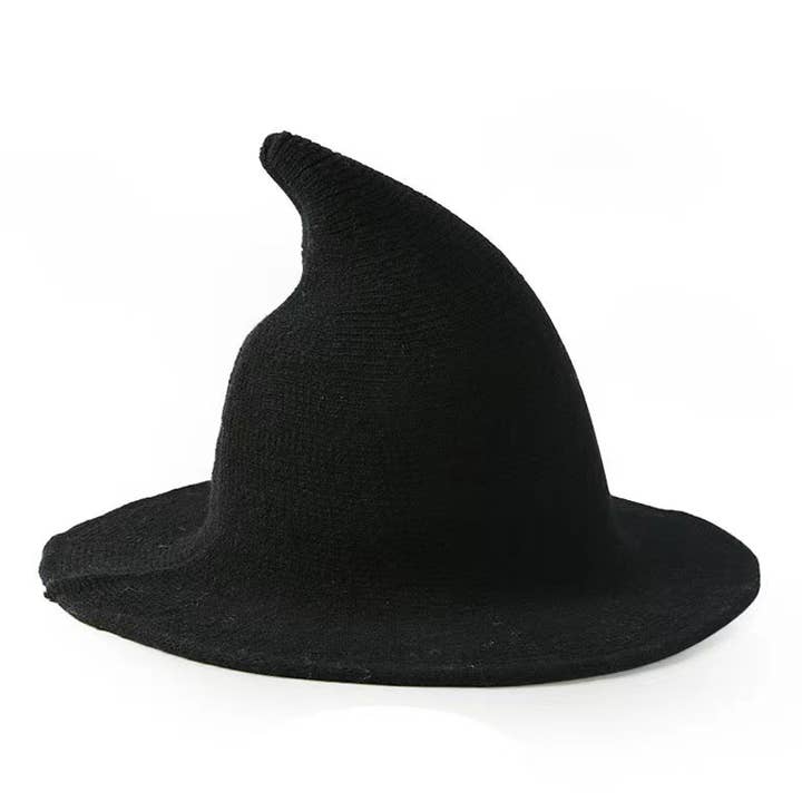 ACCITY - Wholesale Fedora - Women's - Halloween Knit Witch Hat, Wide Brim Pointed Top_CWAH061613