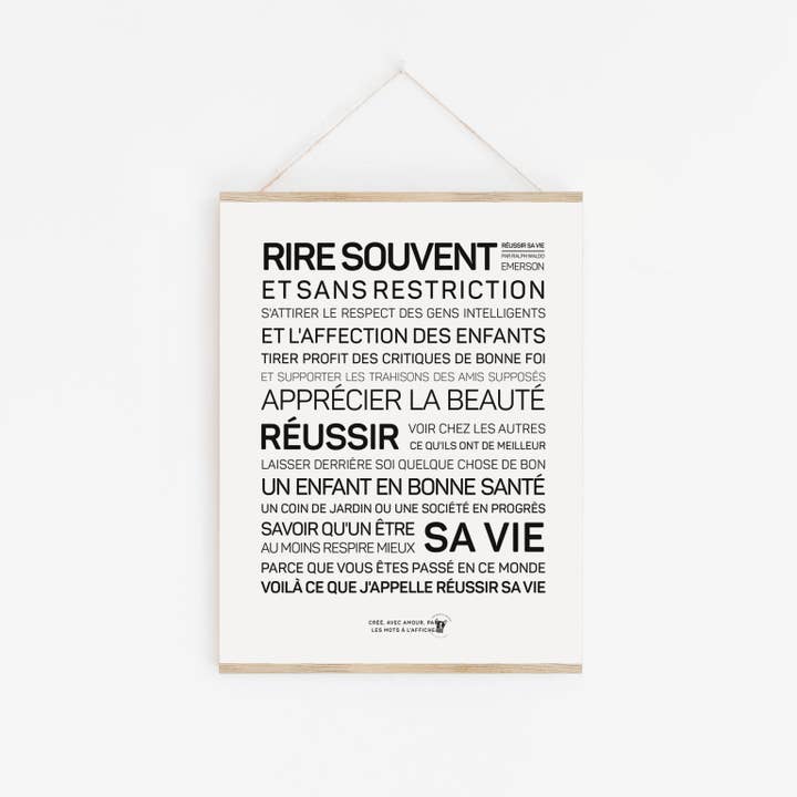 Affiche Réussir sa vie pour la vente par LES MOTS A L'AFFICHE