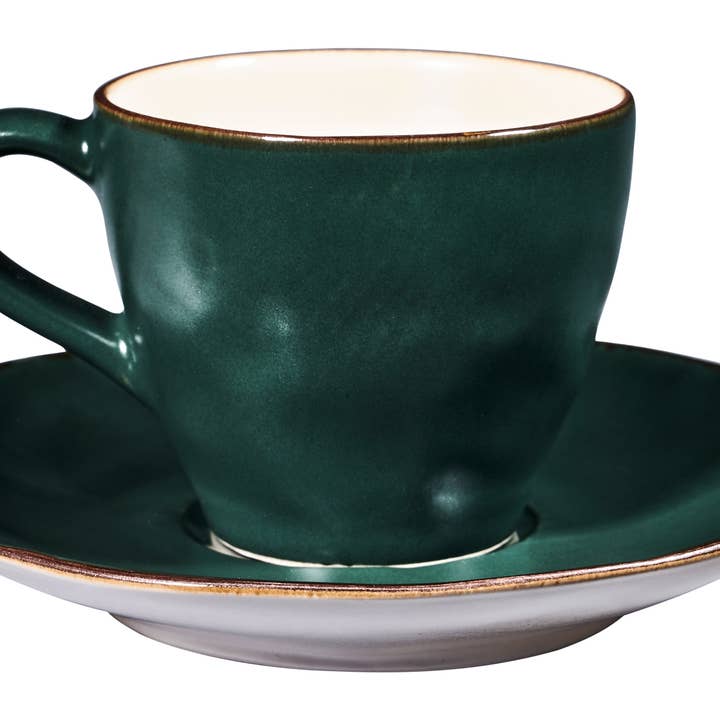 GREENING Mediterraneo - Coffee Cup with Green Saucer for wholesale on Faire