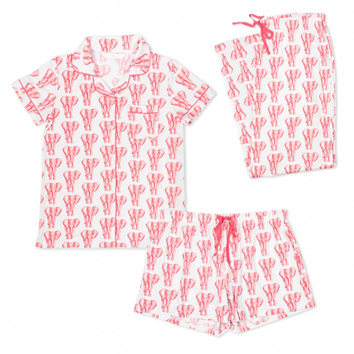 The Royal Standard - Vente Bas de pyjama – femme - Pantalon de sommeil Elephant Stomp   Blanc/Rose   -Assorti.5