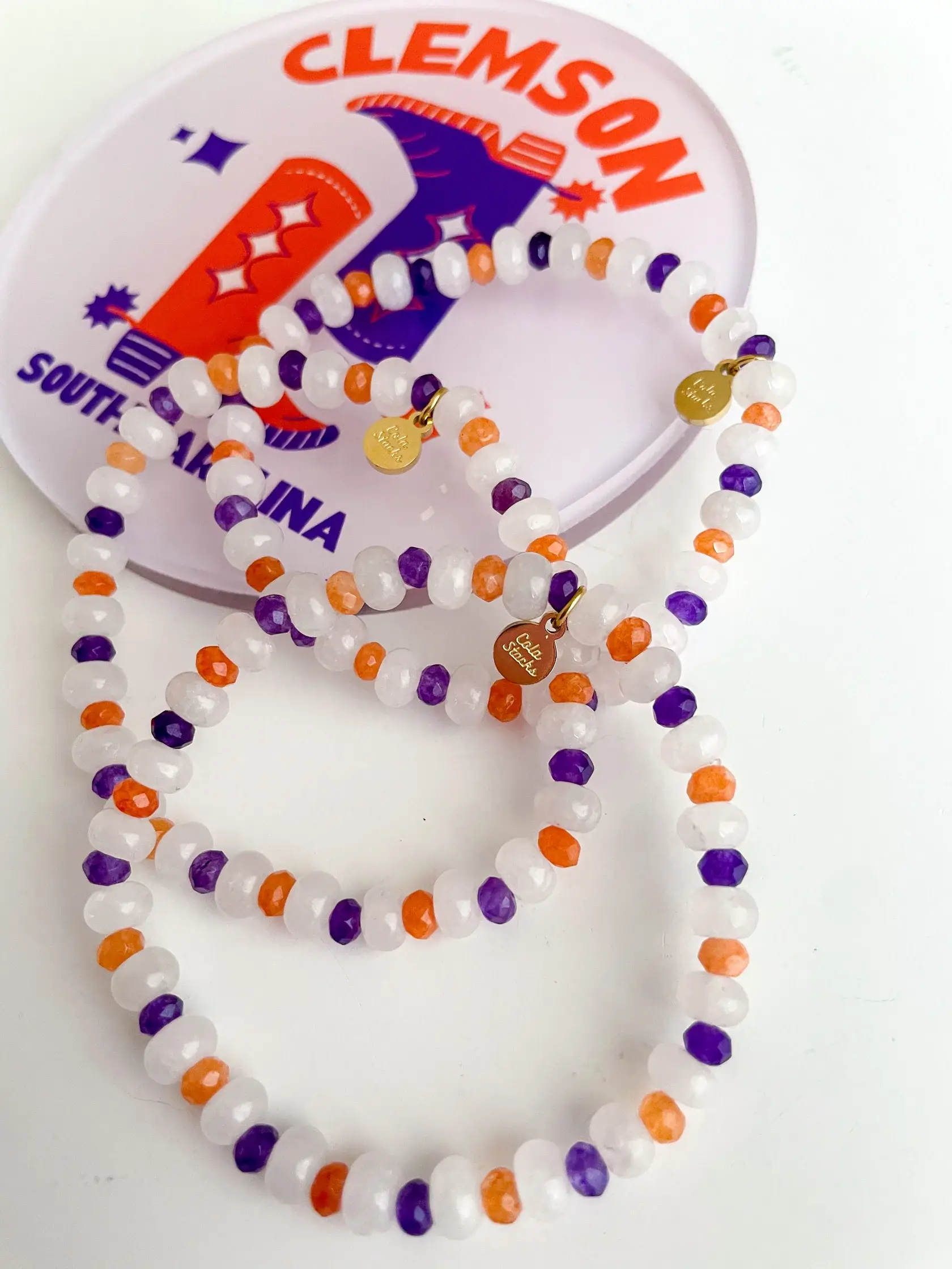 Cola Stacks - Wholesale Beaded Bracelet - Clemson Confetti Bracelet1