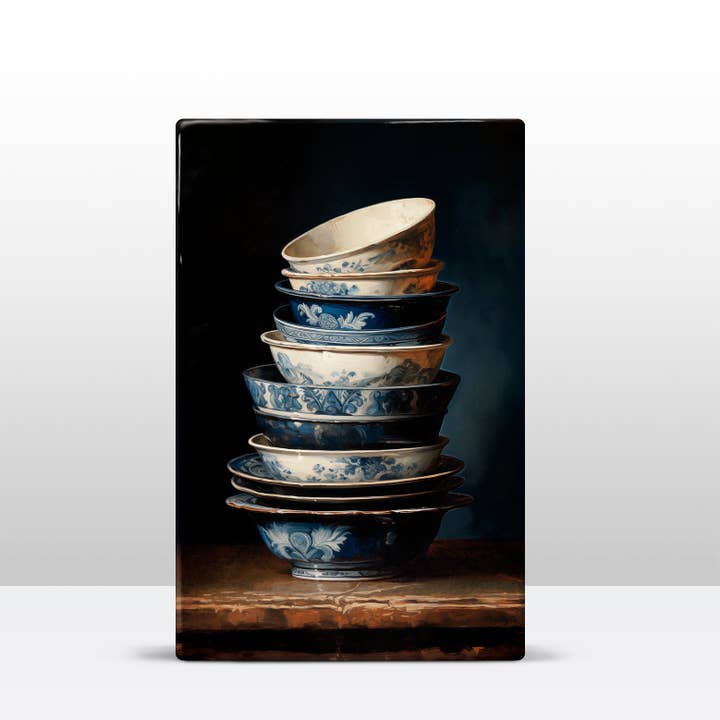 Laqueprint - Wholesale Art Print - Stack of Delft blue bowls 23