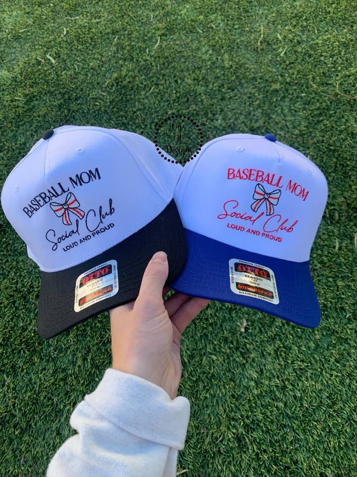 Baseball Mom Social Club Trucker Hat for wholesale by Cup It Designs