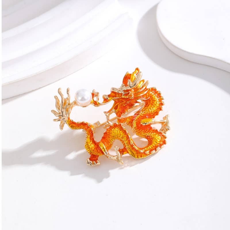 Ole - Wholesale Brooch - Chinese Style Auspicious Dragon Brooch Pin 7
