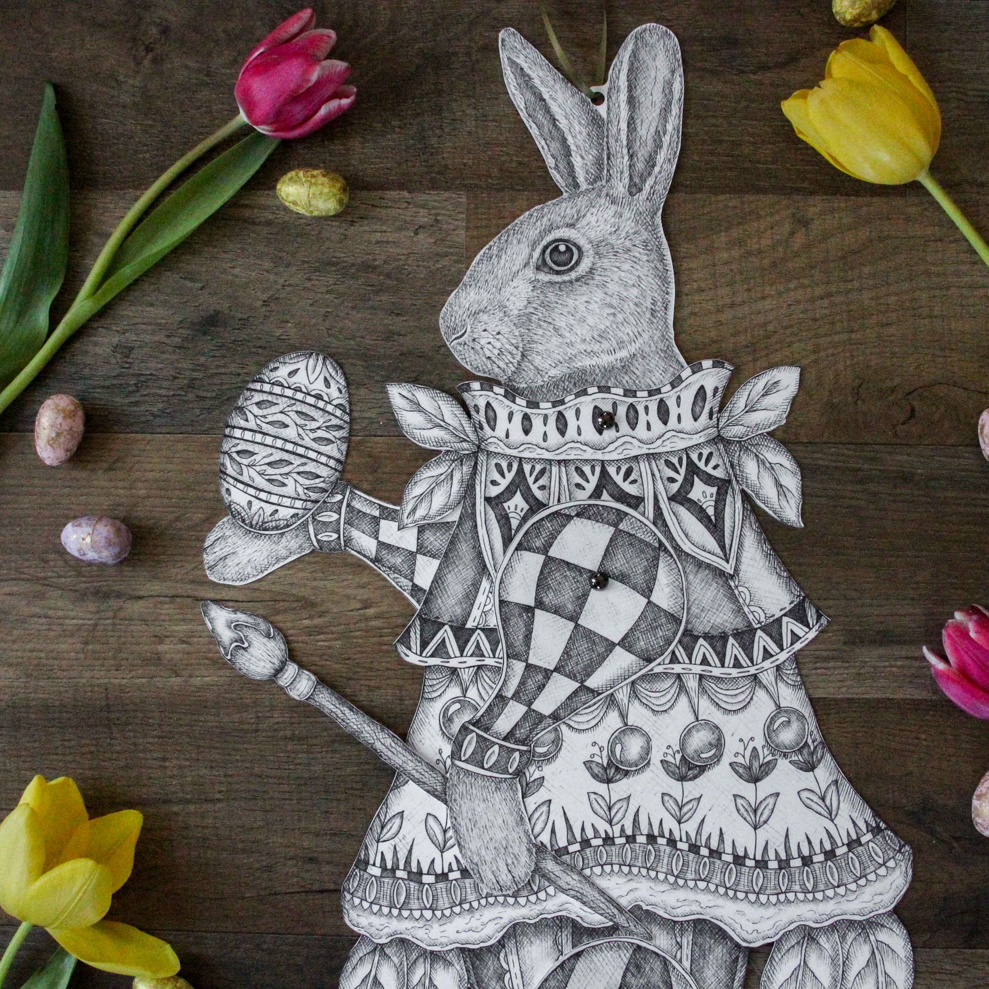 Mackenzie Myrick Studio - Wholesale Wall Accent - The Painter | Articulated Rabbit Decoration4