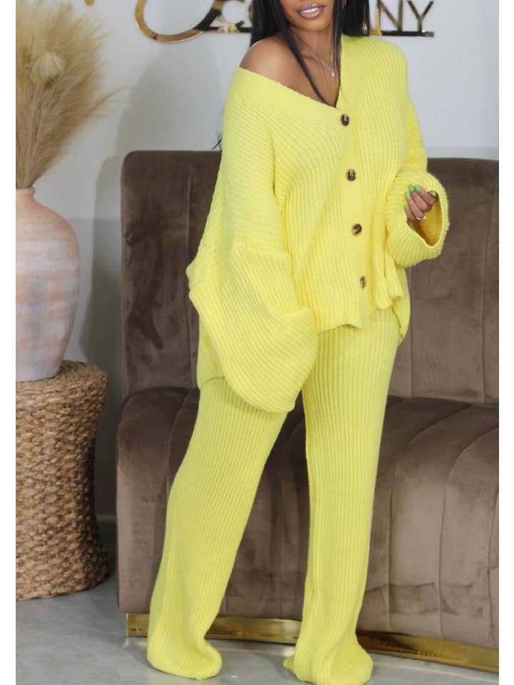 Rosa Clothing - Wholesale Top & Pant Set (NOT Loungewear) - Women's - Casual sweater suits cardigan pants set
