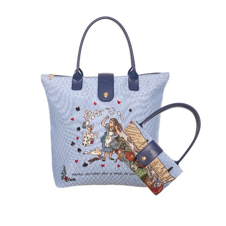 Alice im Wunderland Nichts als Karten - Faltbare Tasche für den Großhandel von Signare Tapestry