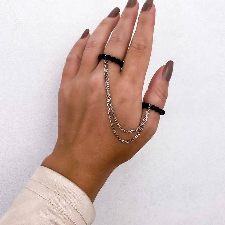 Irina Jewelry New York - Vendita all'ingrosso Anello midi/a fascia - Anello Double Noir1