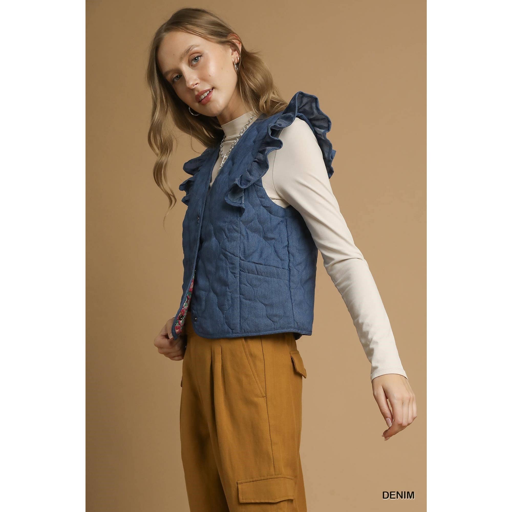 STYLE USA – Engroshandel Vest - Dame – Quiltet vest med flæseærmer7