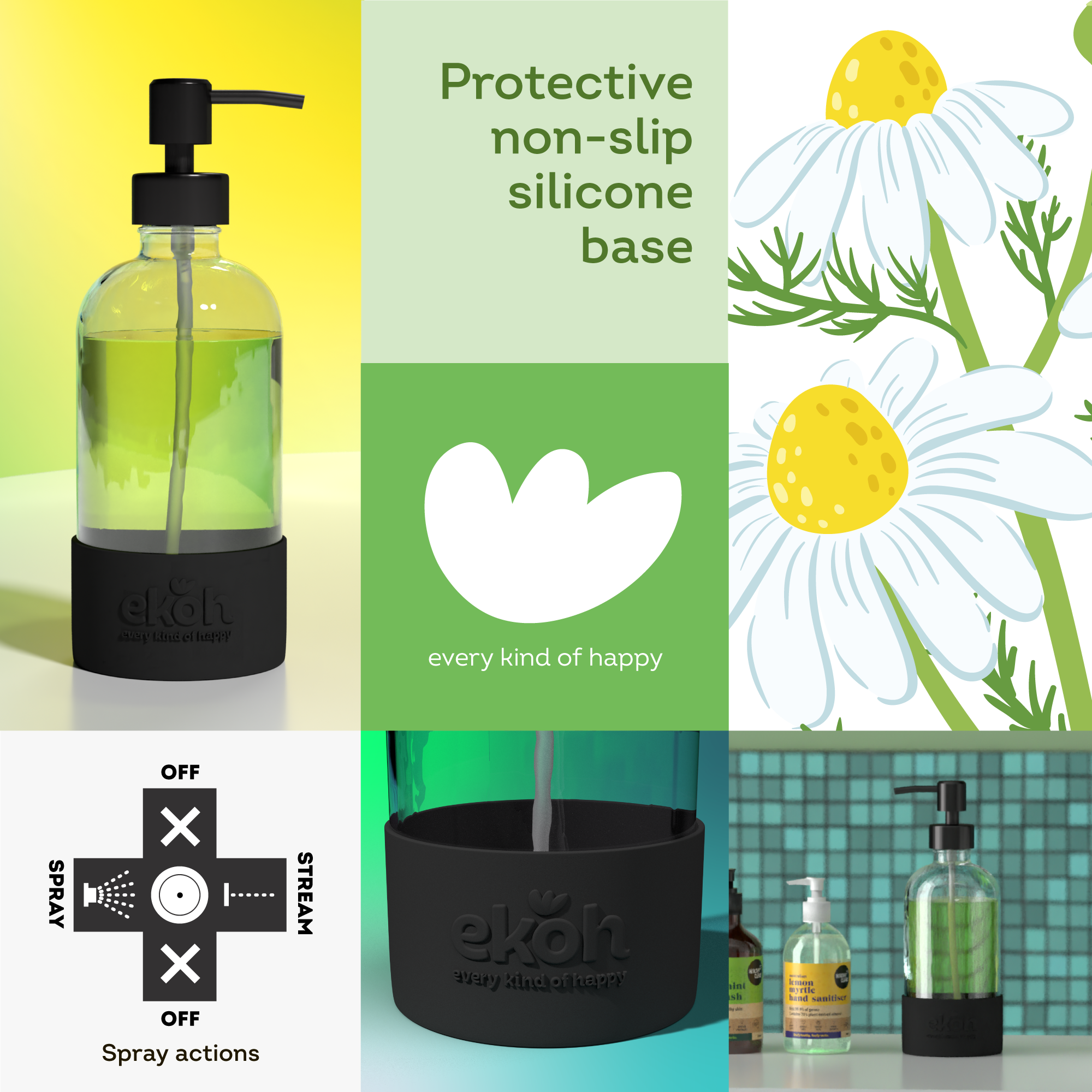 EKOH - Wholesale Soap dispenser - Clear Glass Bottles Bulk Buy Carton: 12 Sets 24  Bottles 3