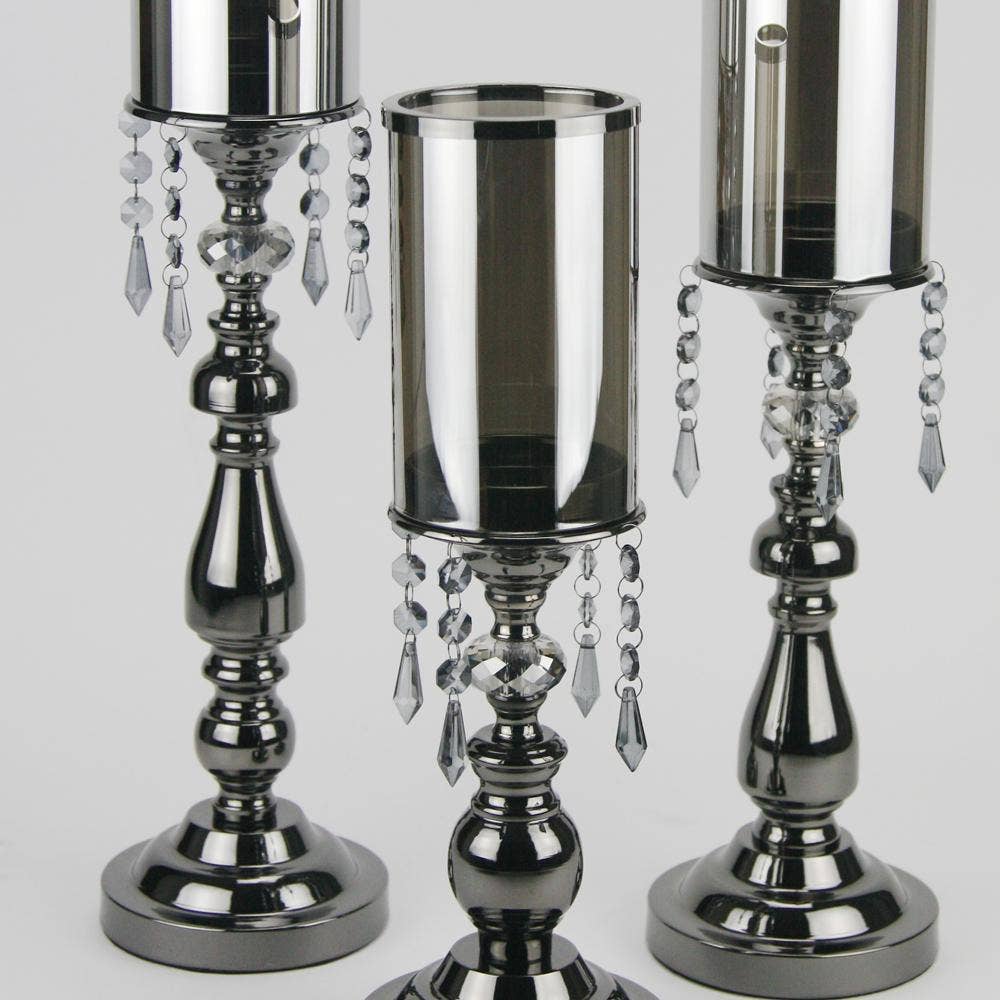 5" Top | Black Crystal Candle Stand for wholesale on Faire2