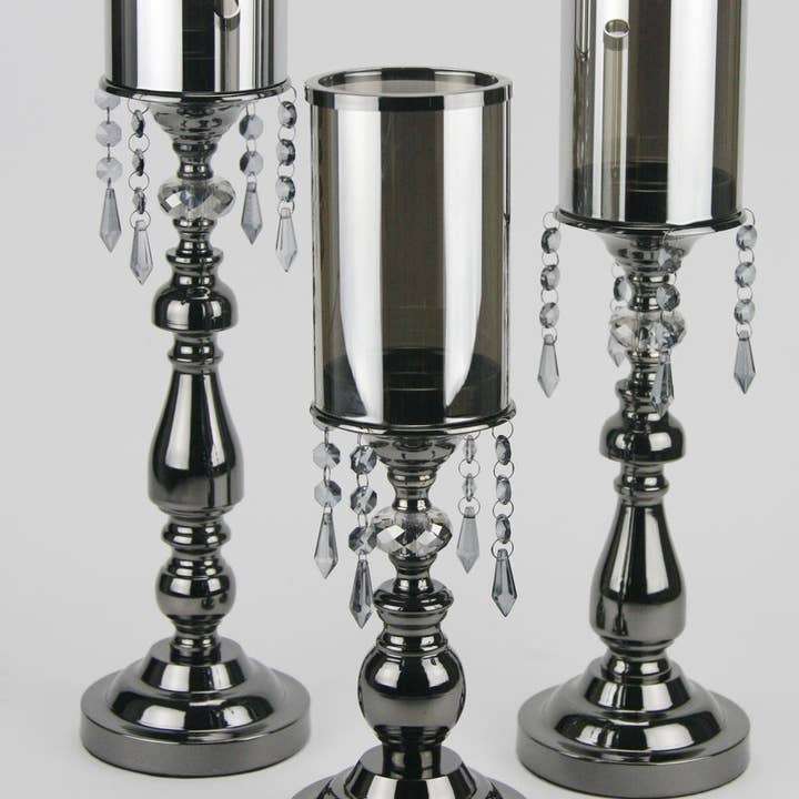 5" Top | Black Crystal Candle Stand for wholesale on Faire2