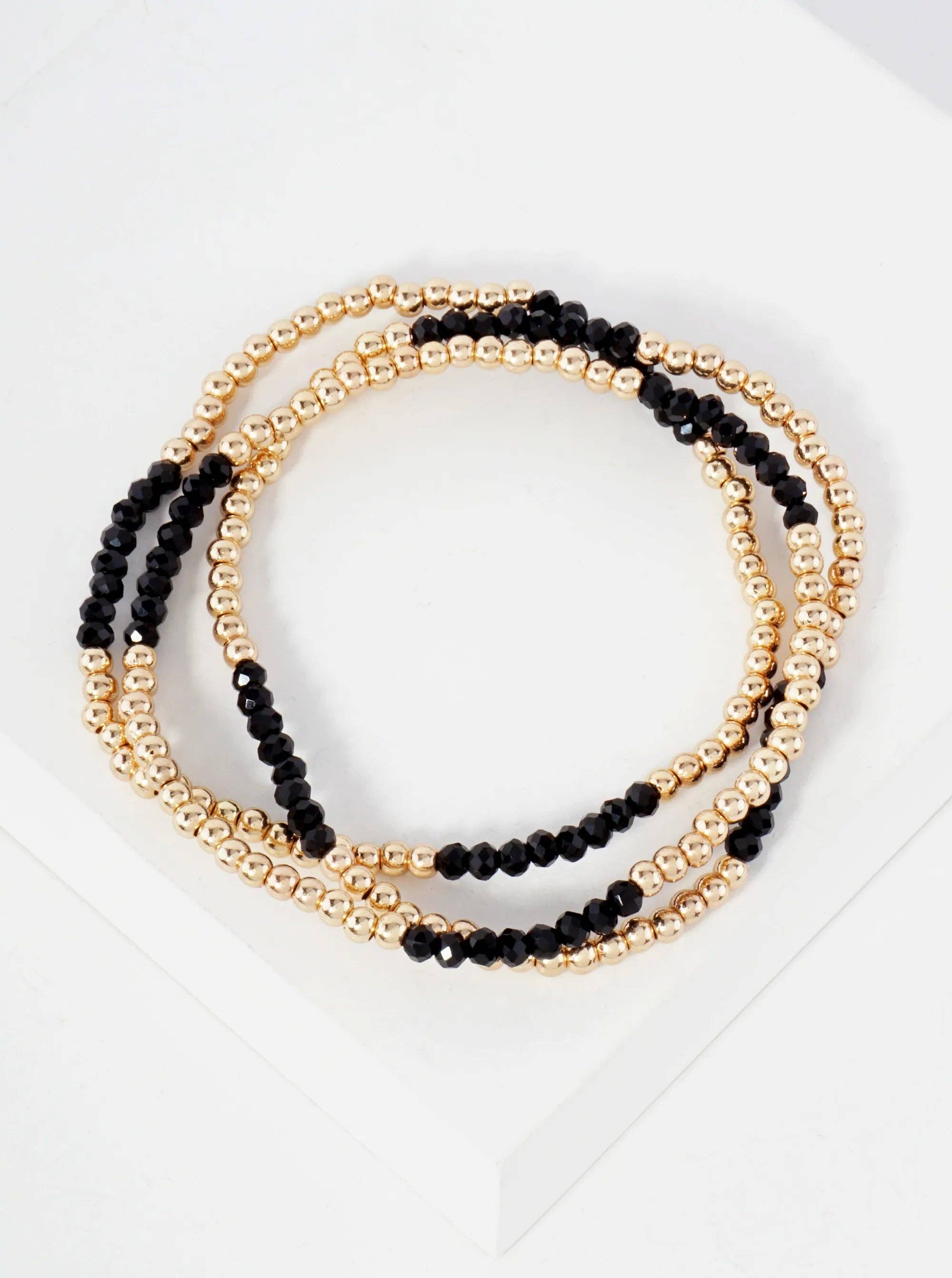 Wild Honey - Wholesale Jewelry Set - 3PC-Set Skinny Metallic Glass Beads Stackable Stretch Bracelets15