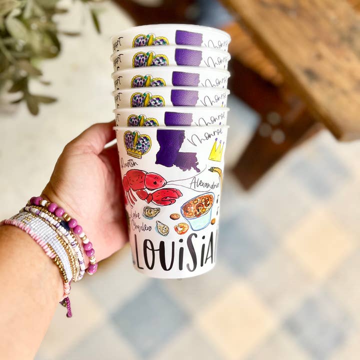 Happy By Rachel, LLC - Wholesale Disposable Cup - State of Louisiana Reusable Party Cups, state pride1