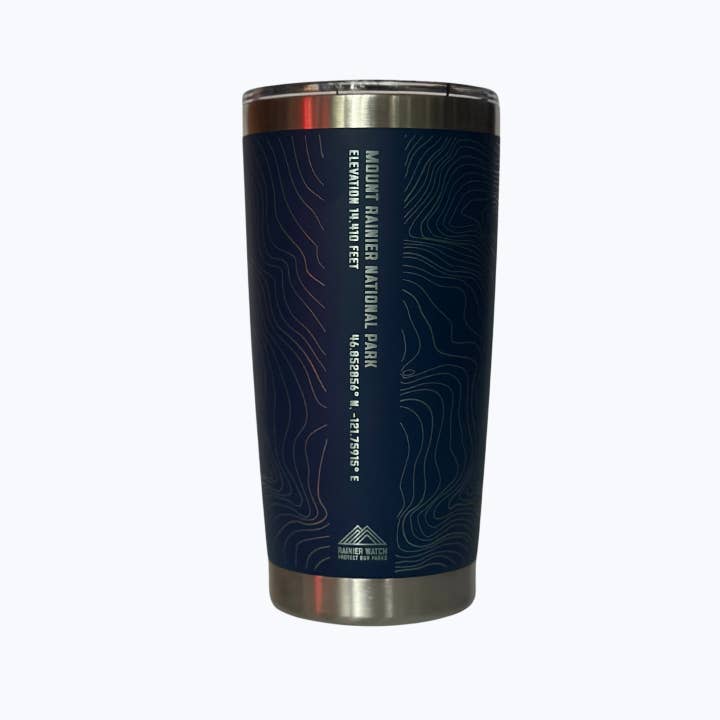 Rainier Watch Supply Co - Wholesale Insulated Mug/Tumbler - Mount Rainier National Park Topo Travel Coffee Tumbler (20oz) - Navy6
