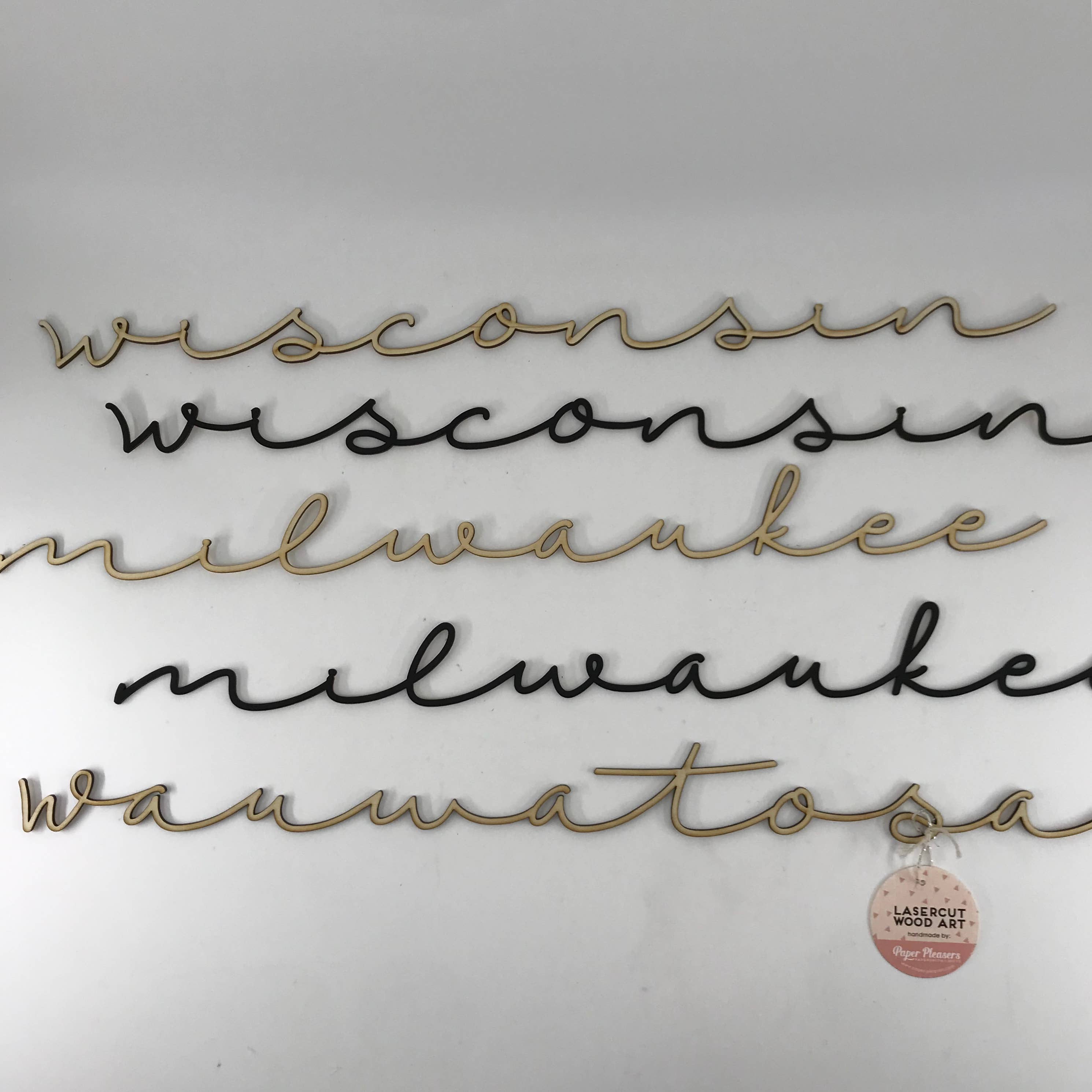 Makery Maven Co. - Wholesale Wall Accent - State Collection | Lasercut Script Locale Wall Art1