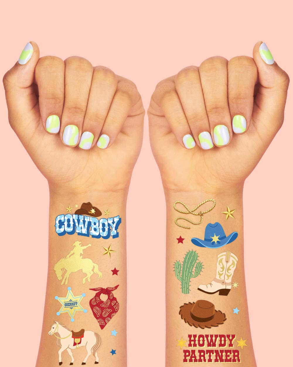 Petit Fetti - Wholesale Temporary Tattoo - Kids - Wild Wild West Tats - 52 foil temporary tattoos0