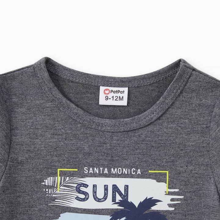 DeepGrey Family Text Coconut Tree Graphic Tee,Y-Back Sleeveless Dress for wholesale on Faire