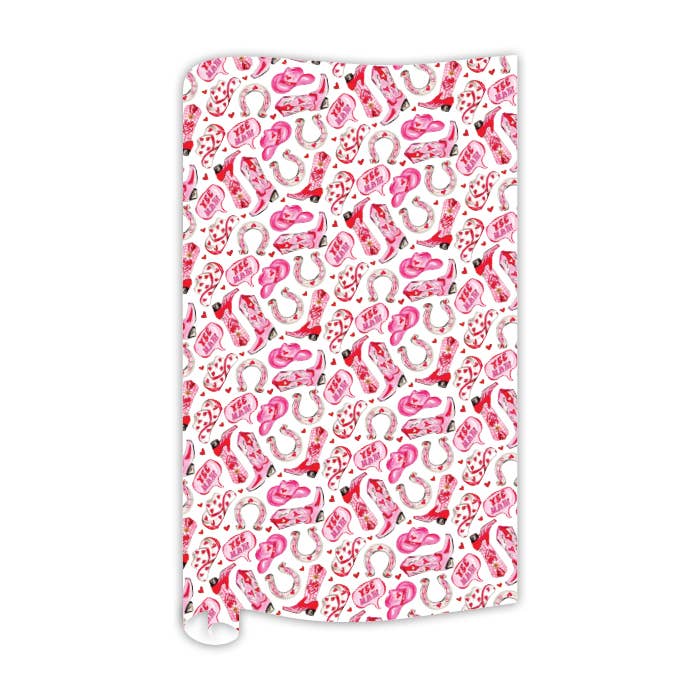 Valentinstag Cowgirl-Stiefel Rote Herzen Geschenkpapier für den Großhandel von RosanneBeck Collections