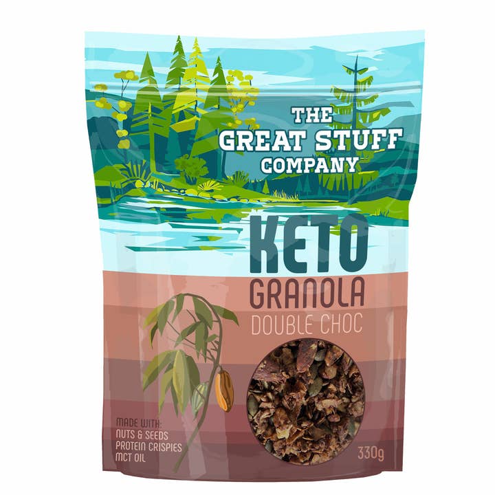 Keto-Granola mit MCT-Öl und Protein-Crispies - Doppel-Schoko für den Großhandel von The Great Stuff Company Ltd.